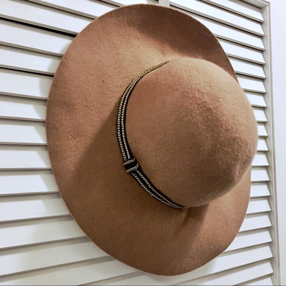 NAF NAF Accessories - Brown wide brimmed wool hat
